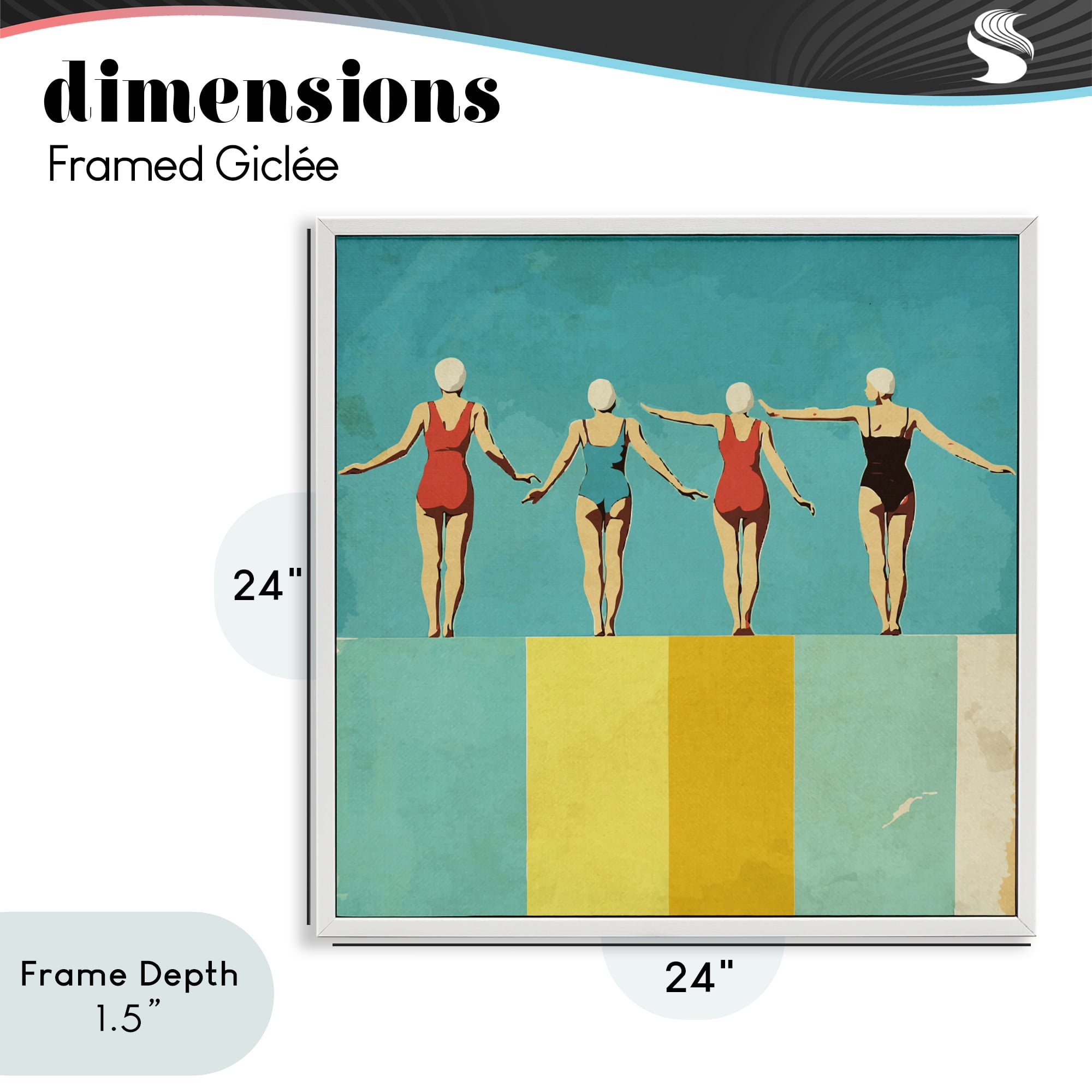 Stupell Industries Four Figures on the Pool White Framed Giclee Art, design by Layla Oz