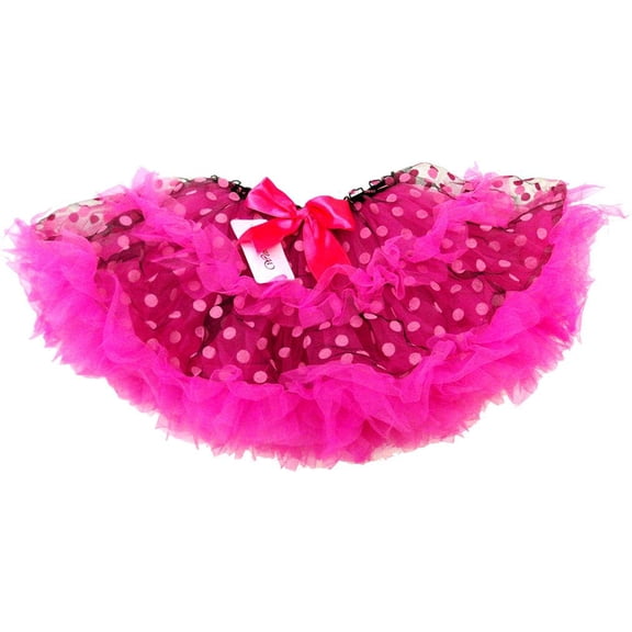 Wenchoice Girl'S Fluffy Black & Hot Pink Polka Dot Pettiskirt M(3T-4T)