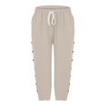 thumbnail image 3 of Uqiangy Lightweight Summer Pants Women Capris Pants For Women Linen Pants Women Linen Beach Pants Boho Pants For Women 2025 Elastic Waist Capri Pants For Women Cotton Pants For Women Beige L, 3 of 9