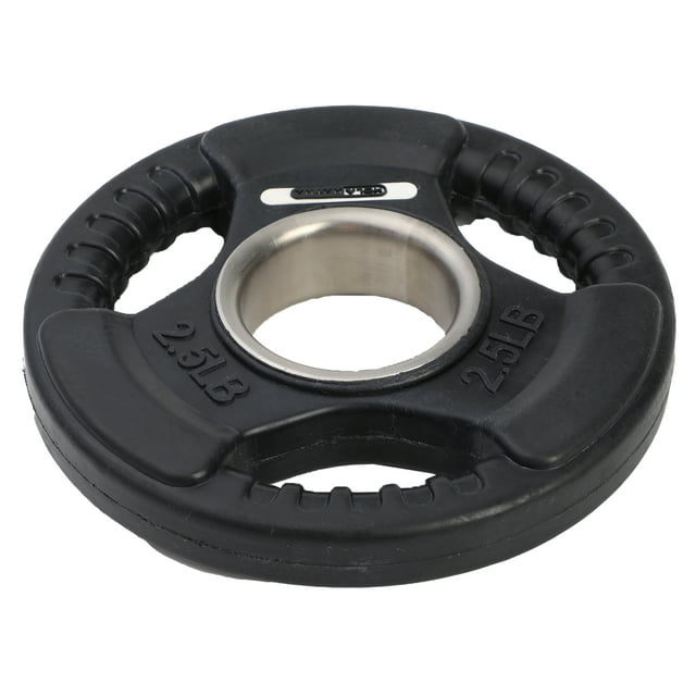 HolaHatha 2.5-Pound Olympic Rubber Coated Weight Plates with Handle, Black