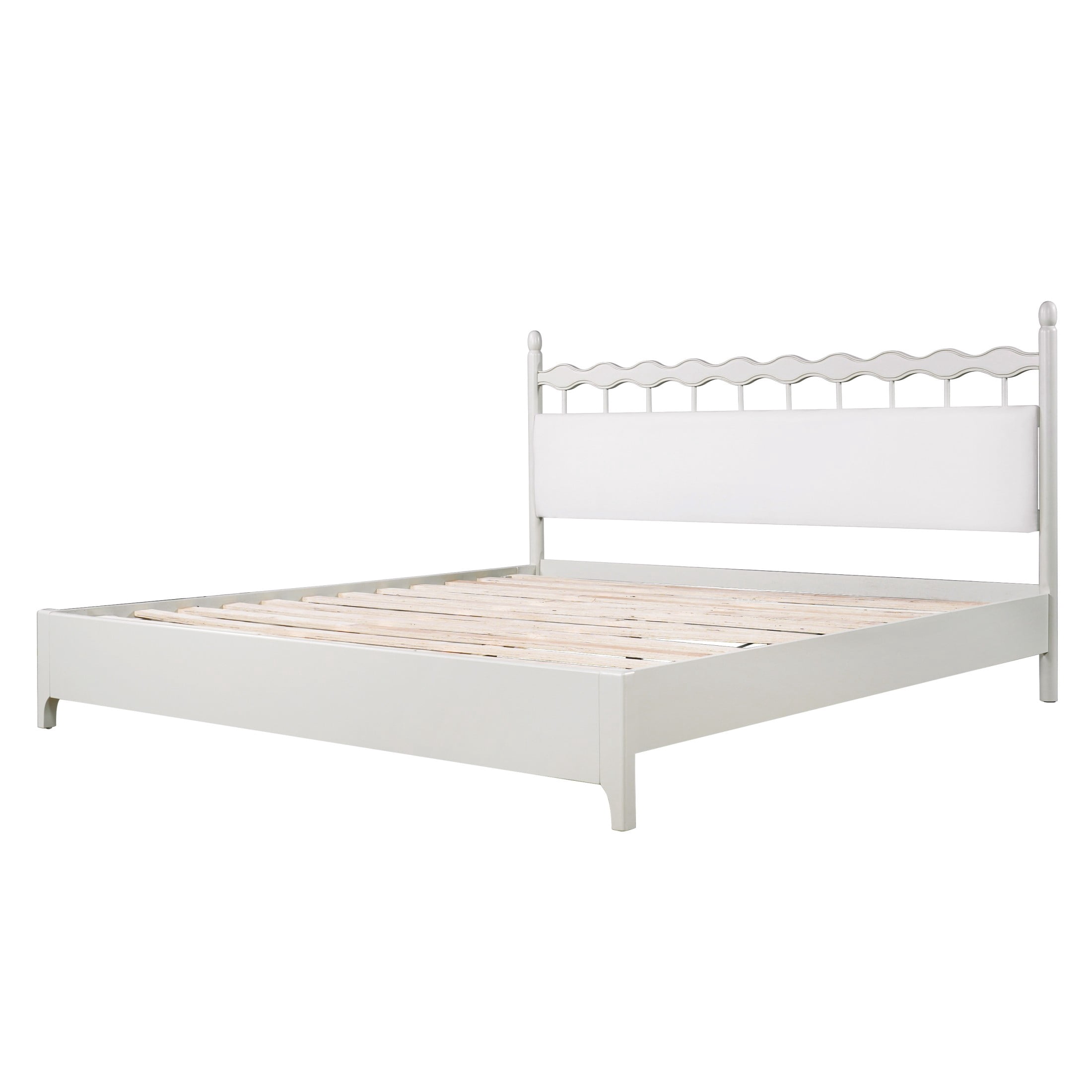 Christopher Knight Home Transitional Platform Bed Frame with Upholstered Headboard, King Size, White