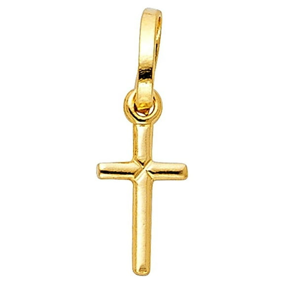 14k Yellow Gold Small/Mini Religious Solid Latin Cross (6 X 18mm)