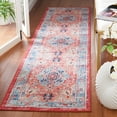 thumbnail image 2 of SAFAVIEH Riviera Vasil Medallion Polyester Machine Washable Runner Rug, Light Blue/Red, 2'2" x 9', 2 of 8