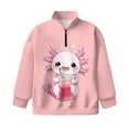 thumbnail image 4 of Uorisanigo Girls Oversized Sweatshirts Milk Tea Axolotl Half Zip Pullover Sweatshirt Casual Long Sleeve Pullover Top Fall Fashion Outfits Clothes Quarter Zip Hoodies Athletic Tops, 4 of 7