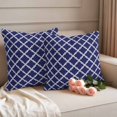 thumbnail image 3 of Pack of 2 Outdoor Pillow Covers 18x18 Inch Waterproof Quatrefoil Moroccan Pattern Throw Pillow Covers,Decorative Couch Pillow Shams Protectors Geometric Blue Morocco Patio Pillowcases Cushion Covers, 3 of 8