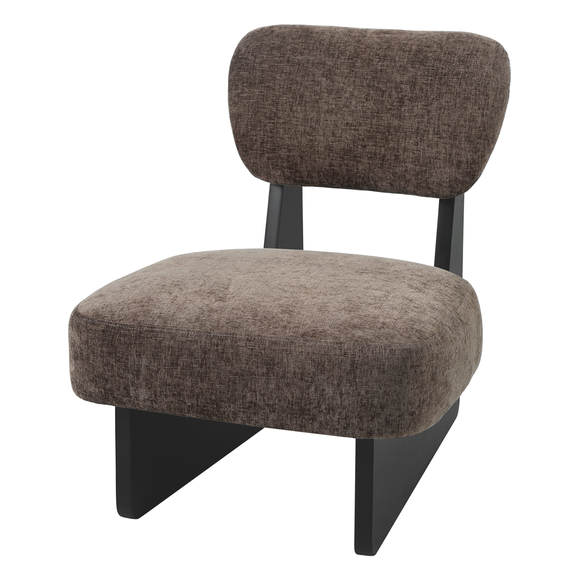 Christopher Knight Home Minimalist Upholstered Accent Chair Set of 2, Solid Wooden Base, Black+Dark Brown