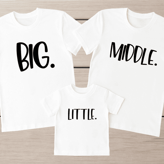 Sibling Matching Family T Shirts Big Middle Little Letter Graphic Crew Neck Short Sleeve Casual Top