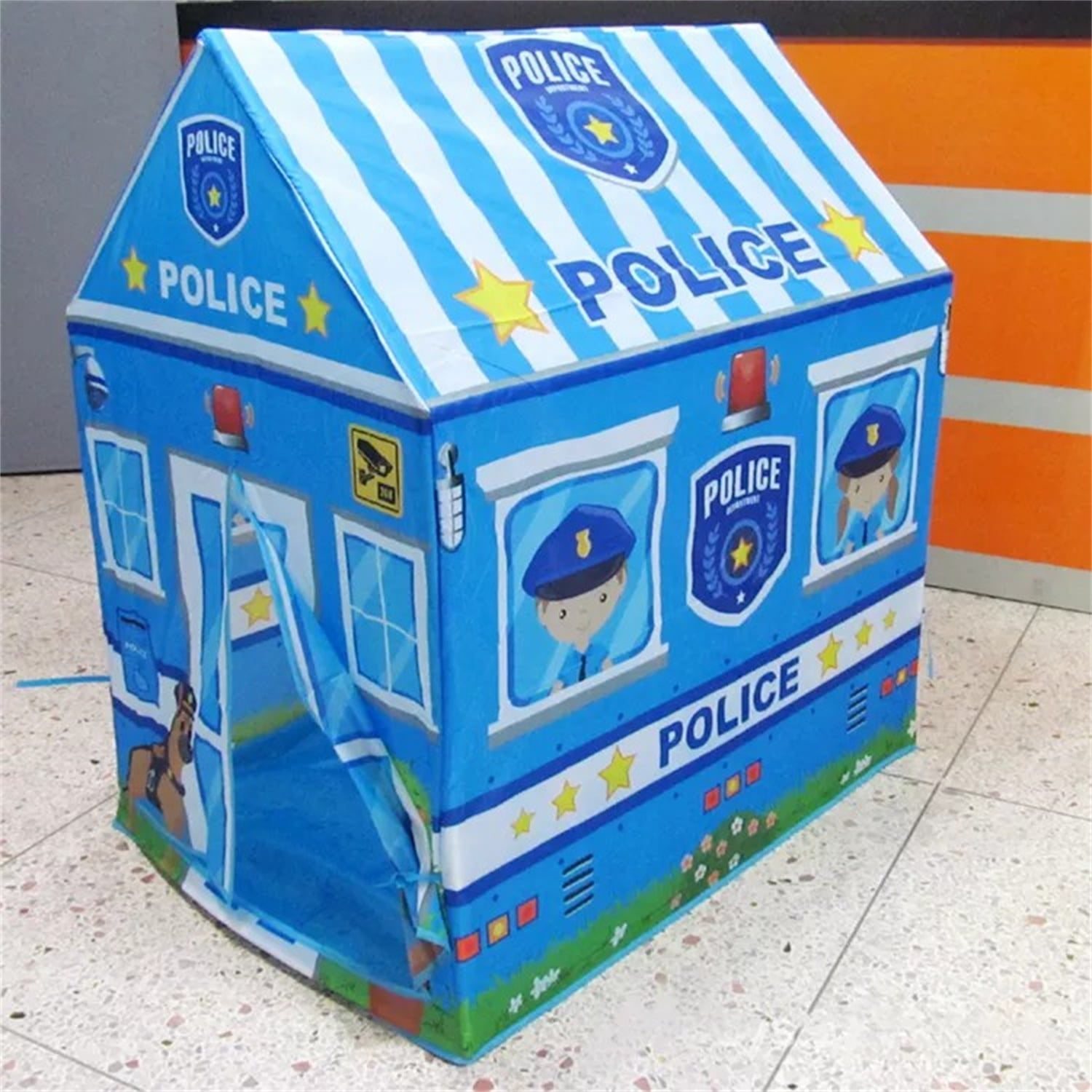 CIPACHO Kids Police Play Tent Children Playhouse, Indoor Outdoor Play Tents, Toddler Toy House Clubhouse, Play House for Boy Girl, Blue