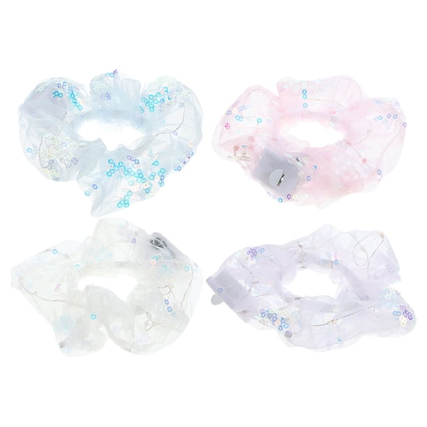 4 coleteros con luz LED para el pelo para niñas que brillan en la oscuridad, accesorios elásticos para el pelo, bonitos accesorios para el pelo, recuerdos de fiesta de baile