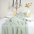 thumbnail image 6 of Bohemian Table Runner Pleated Fabric Wedding Party Decoration 90x300cm Light Green, 6 of 8