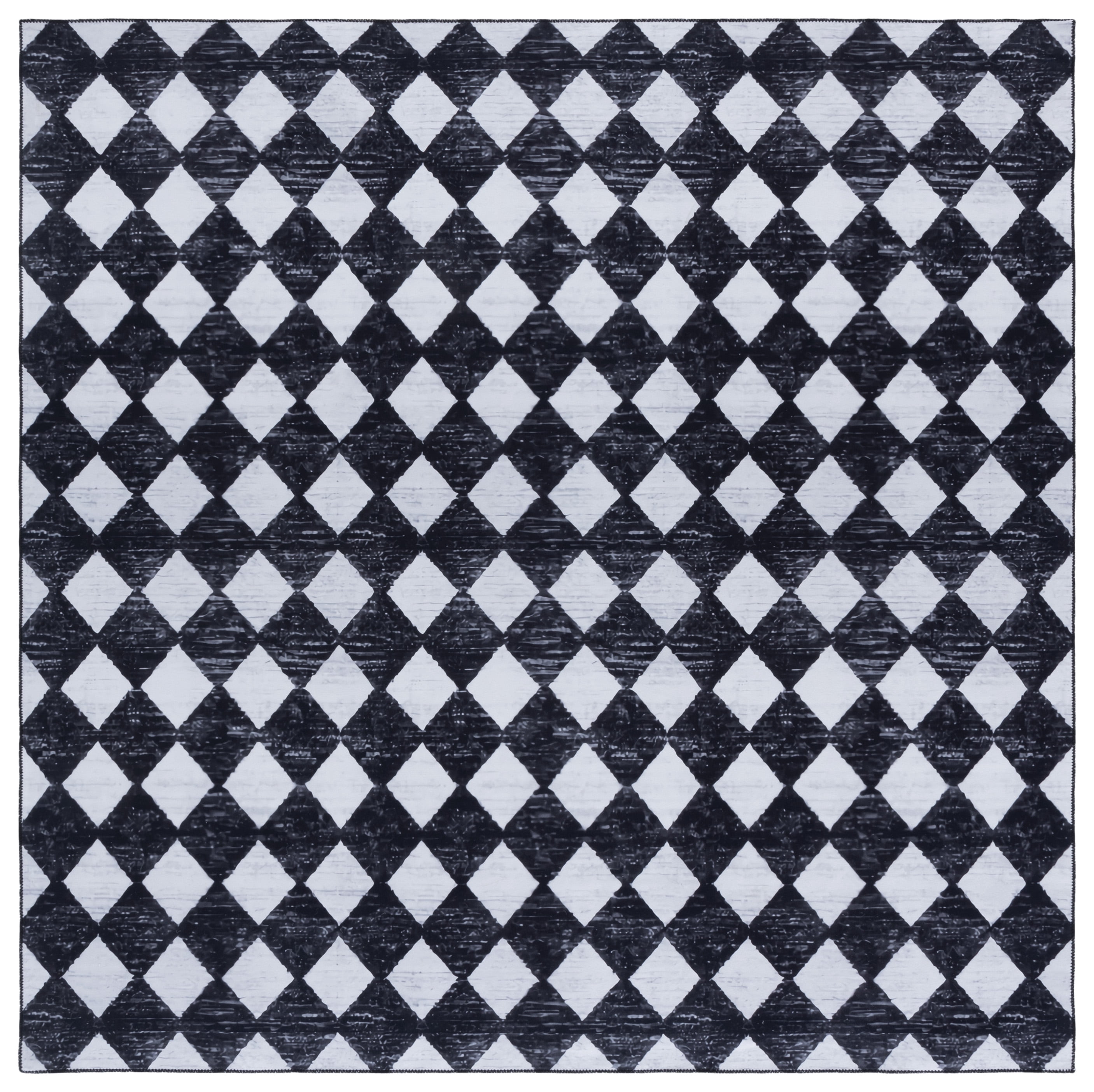 SAFAVIEH Santa Clara Anabella Geometric Polyester Area Rug, Black/Ivory, 6' x 6' Square