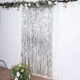thumbnail image 3 of BalsaCircle Metallic Silver 3x6 feet Curly Foil Tassels Fringe Backdrop Curtains Party Events Decorations Supplies, 3 of 8