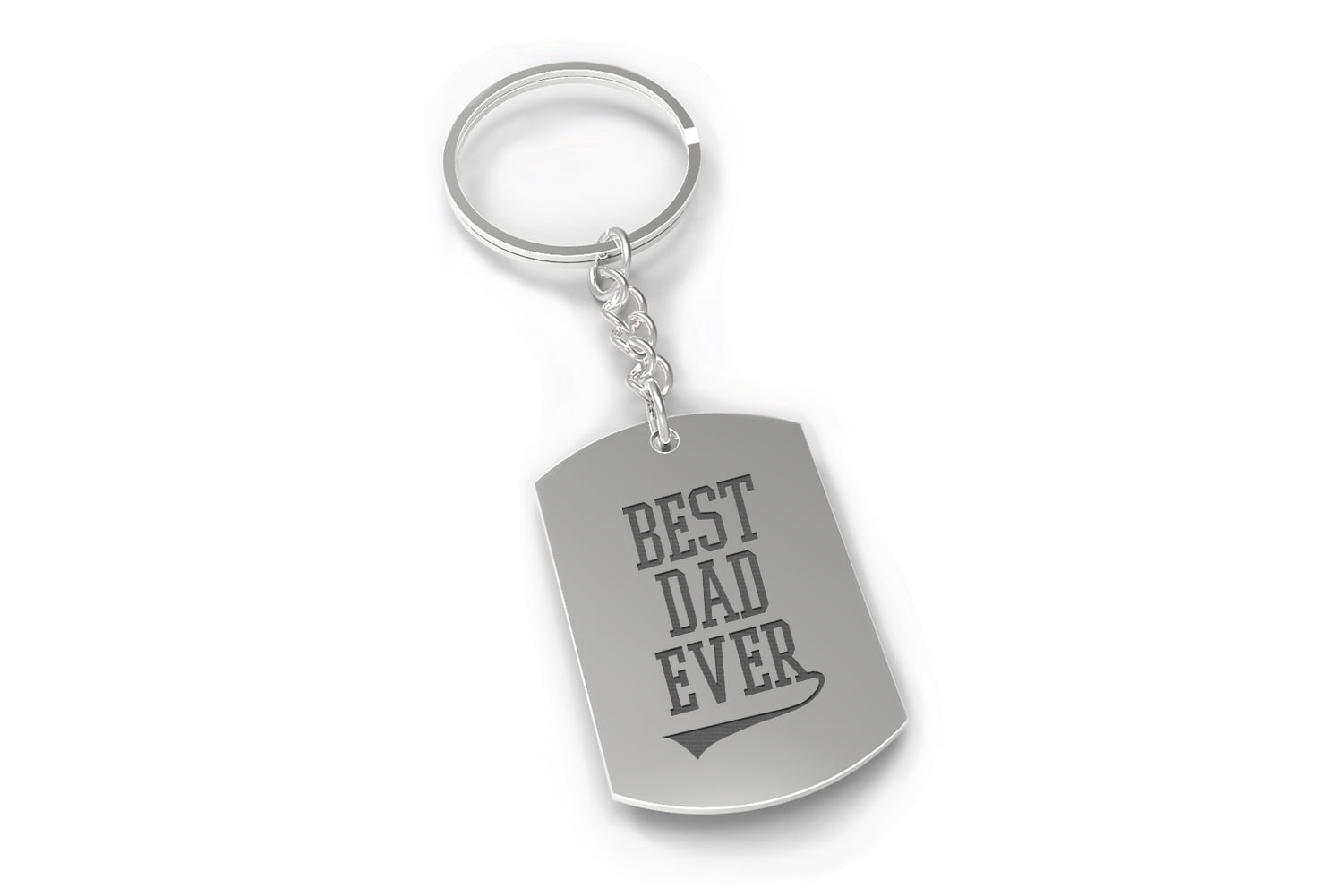 Nickel Plated Keychain for Dad Best Dad Ever Glossy Finish Father's