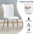 thumbnail image 3 of 2-Piece Modern PU Leather Upholstered Dining Chairs with Curved Backrest, Minimalist Armless Kitchen Chairs with Metal Legs, Comfy Side Chairs for Dining Room, Kitchen, Living Room, Office,  White, 3 of 9