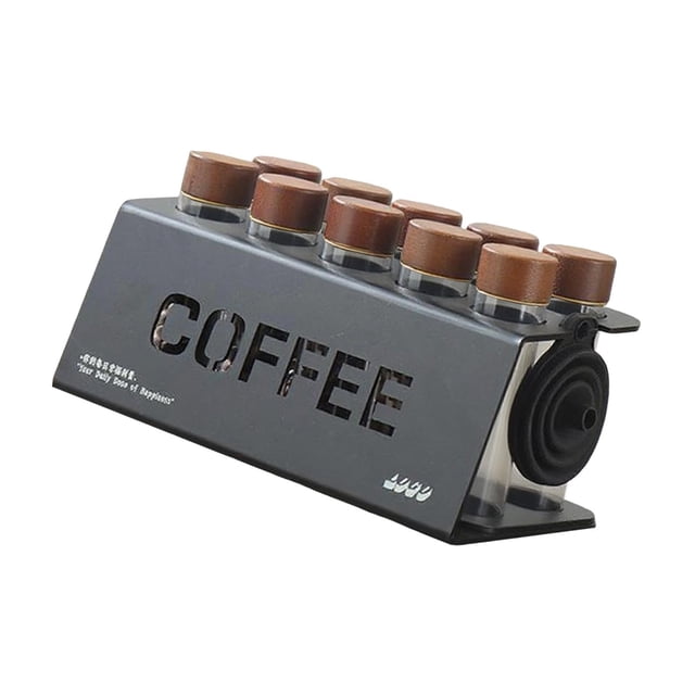 Expositor y embudo para almacenar 10 tubos de café en dosis única 10 tubos pequeños