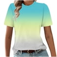 thumbnail image 2 of Naotn Gradient Short Sleeve Tops for Women Summer Casual Crew Neck Shirts Trendy Vacation Beach Blouses Fashion Basic-fit Tee, 2 of 7