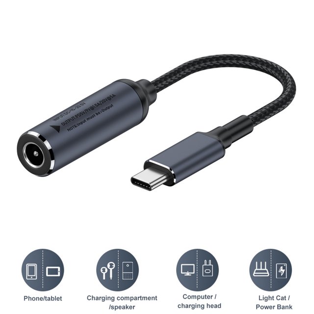 Cable Del Cargador DC/Square to Type-C Cable de carga rápida 100W Enchufe de carga rápida para teléfono móvil