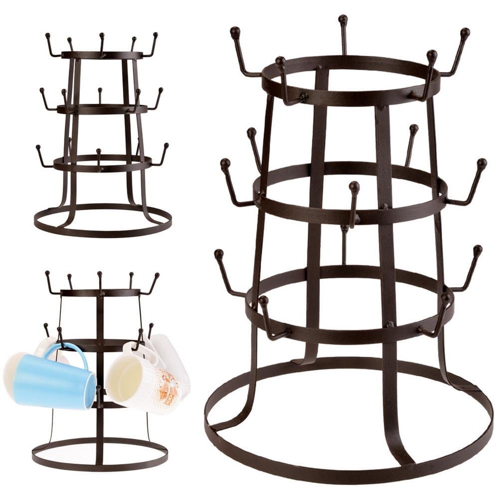 Rustic Mug Rack BETT Retro Rustic Brown Iron Tree Drying Rack Stand, Mug / Cup / Glass ...