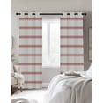 thumbnail image 3 of Red Striped Blackout Curtains 39 Inches Long for Bedroom, Rustic Red Stripe Modern Art Beige Thermal Insulated Room Darkening Black Out Window Curtain Panels Grommet Drapes for Living Room, 3 of 8