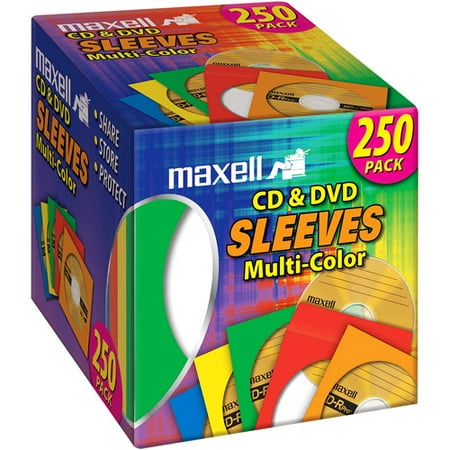 Maxell Multi-Color CD/DVD Sleeves, 250 Pk.