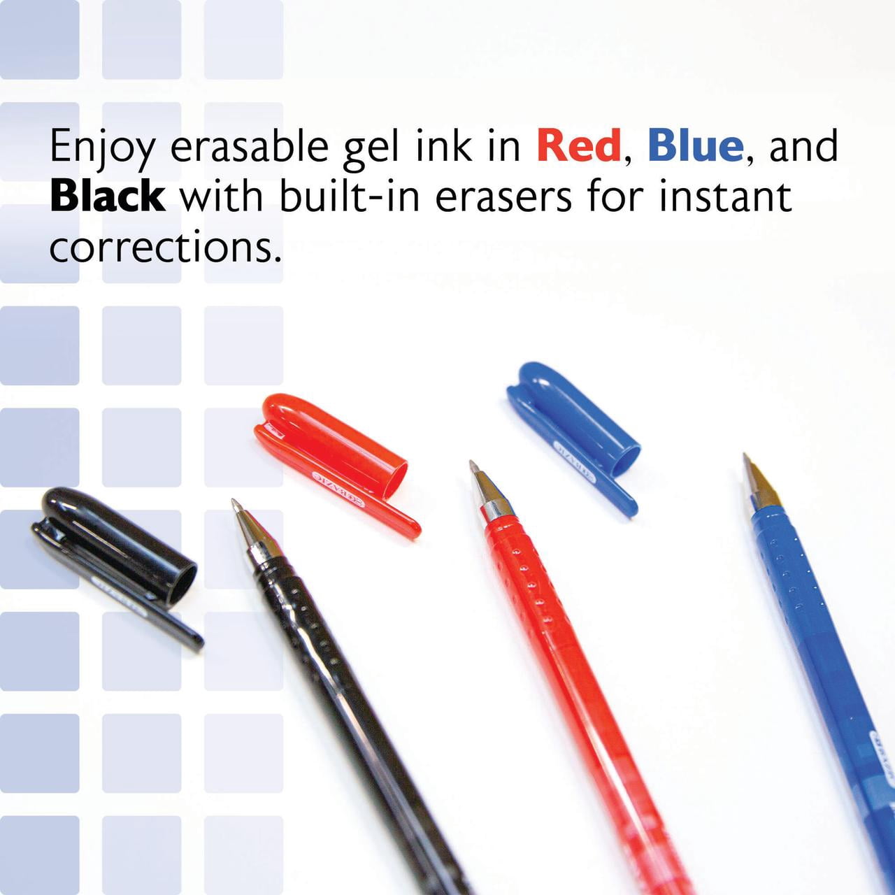 BAZIC Frizz Erasable Gel Pens, 0.7mm Medium Point, Assorted Colors Ink, 12-Pack