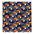 thumbnail image 2 of Ambesonne Tropical Shower Curtain, Toucan Birds Monstera Leaf, 69"Wx84"L, Dark Purple Orange, 2 of 4