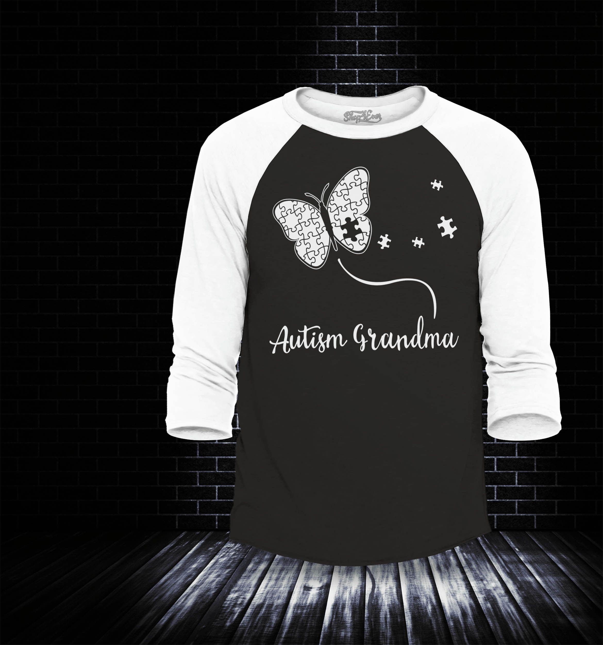 Shop4Ever Men's Autism Is My Super Power Autism Awareness Raglan Baseball Shirt Large Black/White