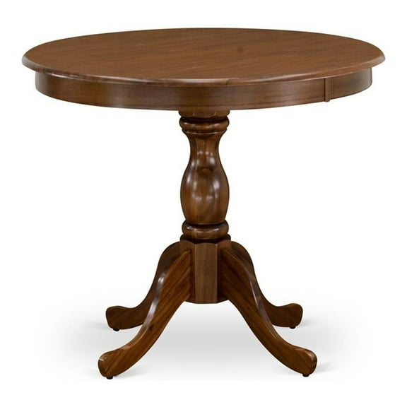 Atlin Designs Antique Wood Dining Table with Pedestal Legs in Walnut