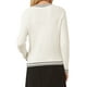 thumbnail image 3 of Suéter de Cardigan de V Cuello para Mujeres INSPIRE CHIC de Manga Larga con Ribete en Contraste, Chaqueta de Punto Acanalado XL Blanca, 3 of 5