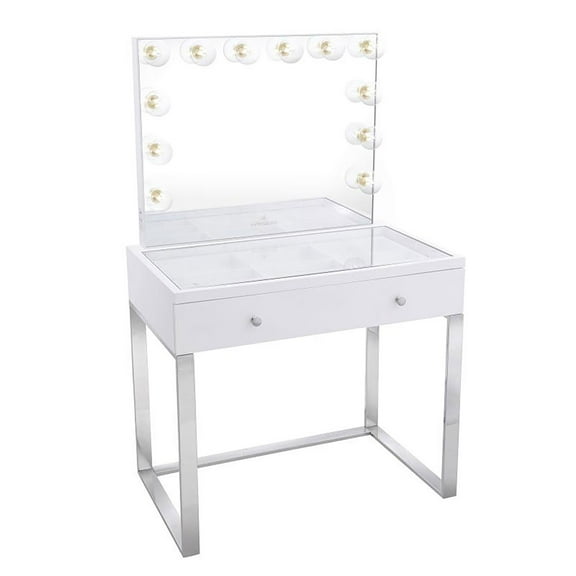 Impressions Vanity SlayStation® Scarlett Vanity Table Vanity Mirror Bundle for Vanity Mirror & Make Up Storage - Solid Material Vanity Makeup Organizer Desk for Living Room & Dressing Room