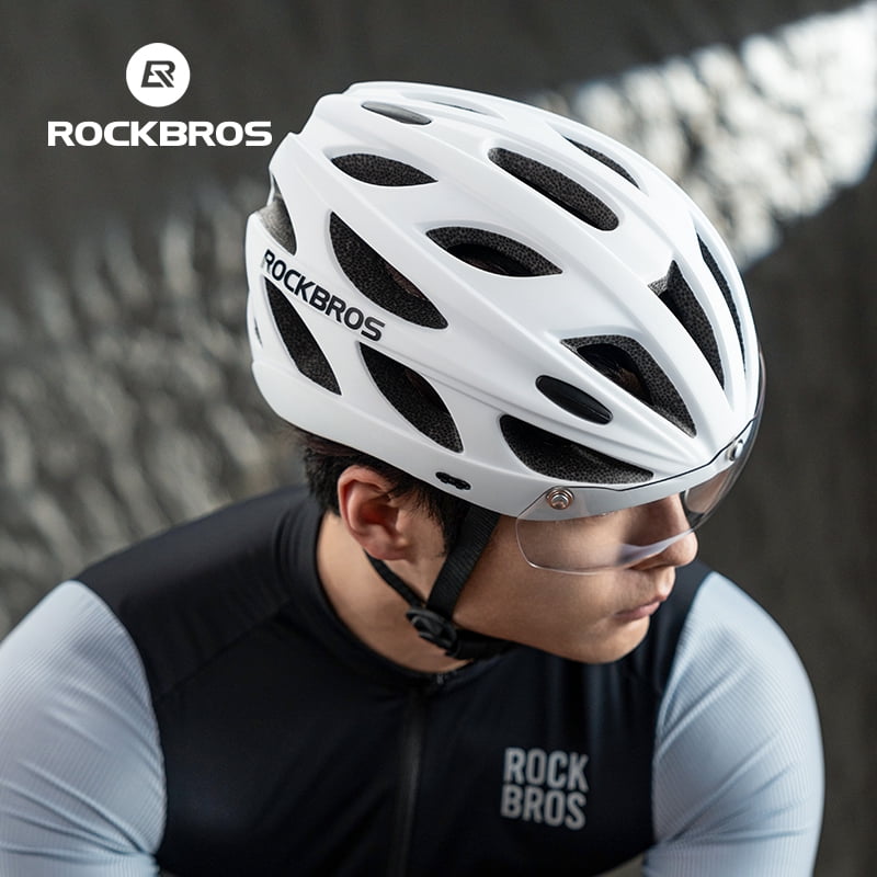 ROCKBROS Cycling Helmet Ultralight Protective Helmet with Magnetic Goggles & Windproof Brim for Men Women