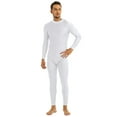 thumbnail image 5 of LiiYii Mens Mock Neck Long Sleeve Bodysuit Full Body Jumpsuit One-Piece Romper Workout Cycling Leotard Catsuit White Large, 5 of 10