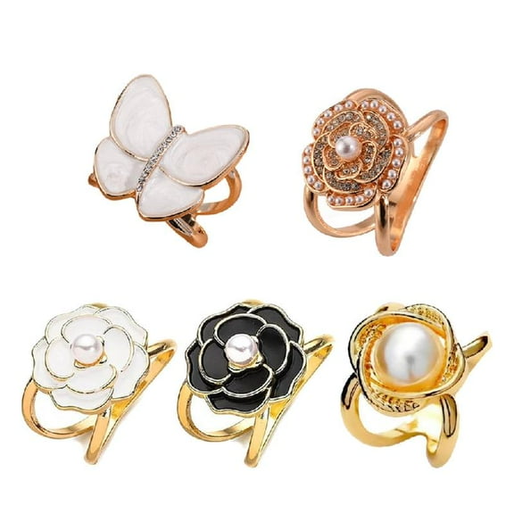 Pack of 5 Fashionable Scarf Clips Vintage Scarf Buckle Set Alloy Material