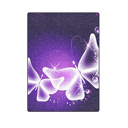 RYLABLUE Purple Butterfly Throw Blanket Bed Sofa Blanket 58x80 inches