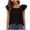 Black, variant on Women's Casual Square Neck Blouses Ruffle Sleeve Tops Cute Bow Back Dressy Shirts with Flowy Pleated Shoulders Summer Casual Tee Daily Wear