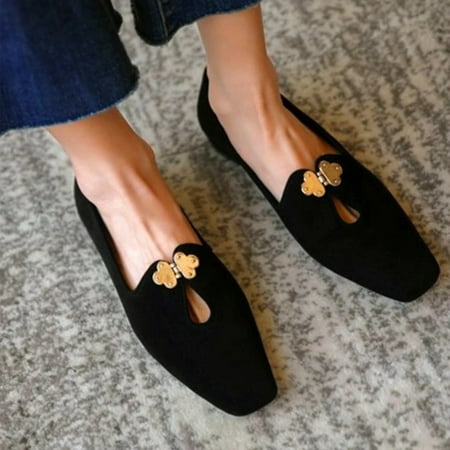 

Yedhsi Women s Shoes Low Heels Square Toe Casual Solid Color Nubuck Leather Flat Sandals