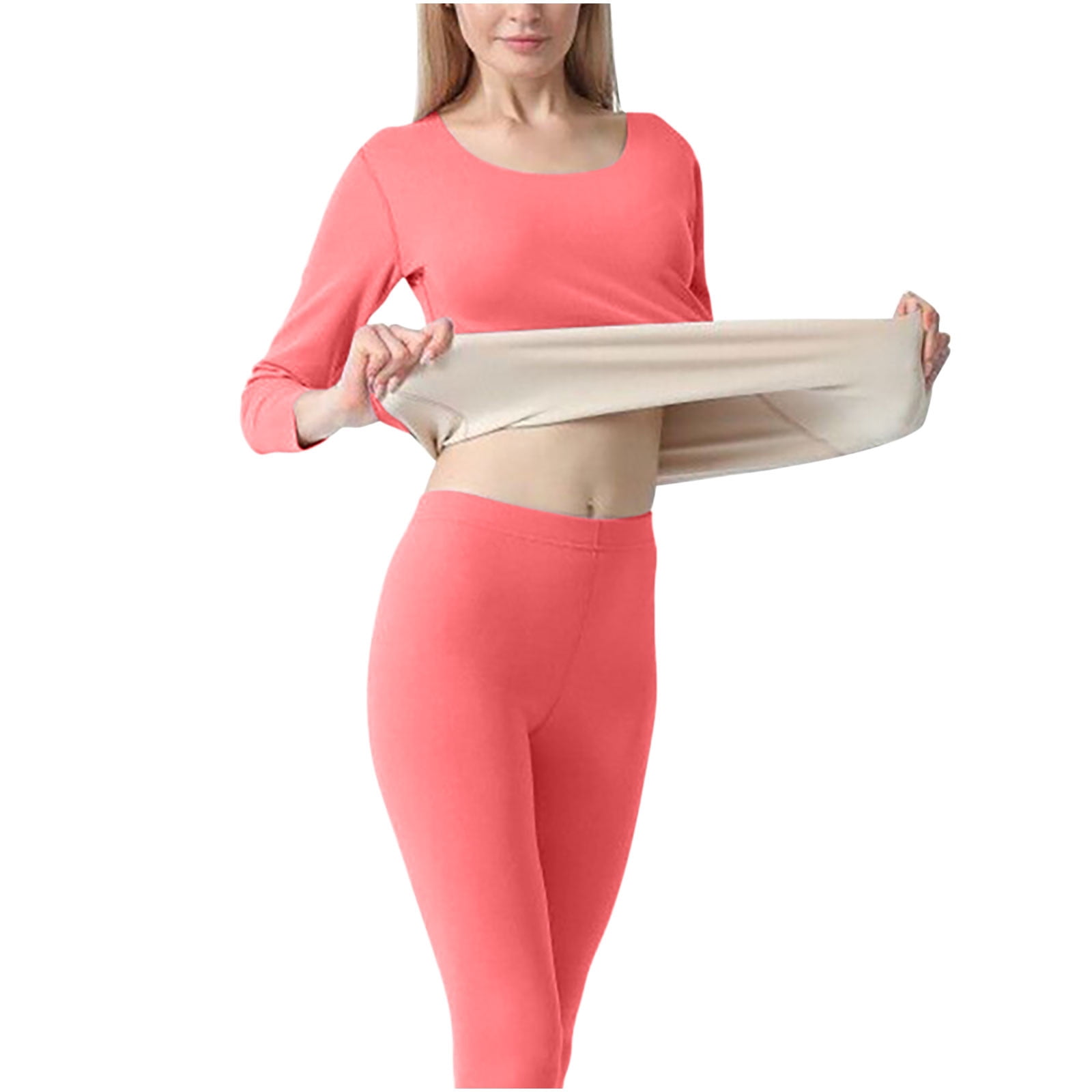 vegetabk Thermal Underwear for Women Long Johns Velvet Doublesided Brushed Cation Autumn