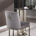 thumbnail image 6 of Counter Height Bar Stools with Backs Set of 2 for Kitchen, Mid-Century Modern Velvet Fabric Kitchen Stools with Gold Metal Chrome Base for Counter Pub, Farmhouse Upholstered Chairs Dining Chairs, Gray, 6 of 7
