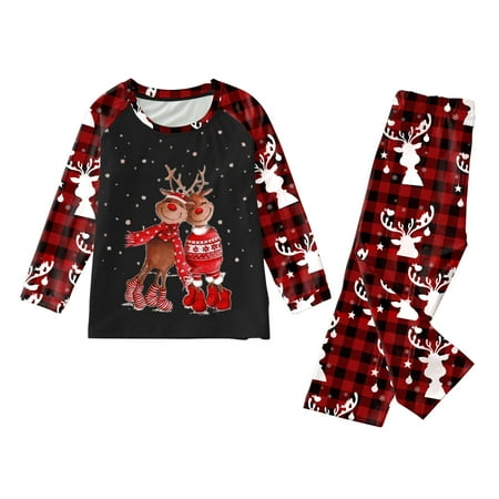 

Youmylove Family Pajamas Set Christmas Plaid Printed Pajamas Homewear Children Boys Girls Kids Homewear