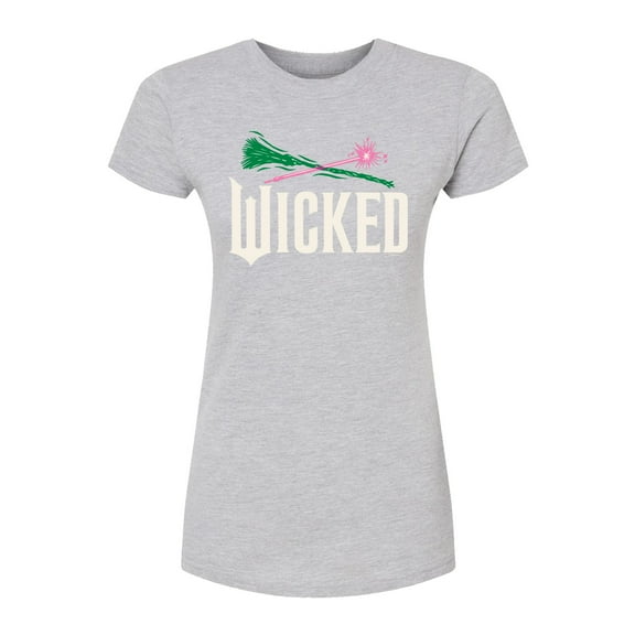 Wicked: Part 2 -  Wand And Broomstick Logo - Juniors Fitted Short Sleeve Graphic T-Shirt