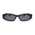 thumbnail image 2 of Womens Mod Narrow Rectangle Plastic Retro Sunglasses All Black, 2 of 4