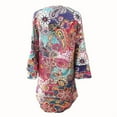 thumbnail image 2 of MORTTIC Women's Floral Print V-Neck Dress 3/4 Sleeve Boho Mini Dress for Vacation Beach Date Night Colorful，S, 2 of 4