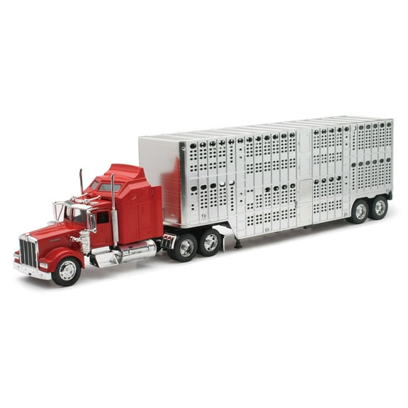 1:32 Scale Kenworth W900 Trailer Pot Belly Livestock Truck