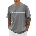 thumbnail image 2 of Roma Letter Graphic Tees for Men Summer Short Sleeve Crewneck Casual Italia Rome Travel T Shirts Streetwear, 2 of 5