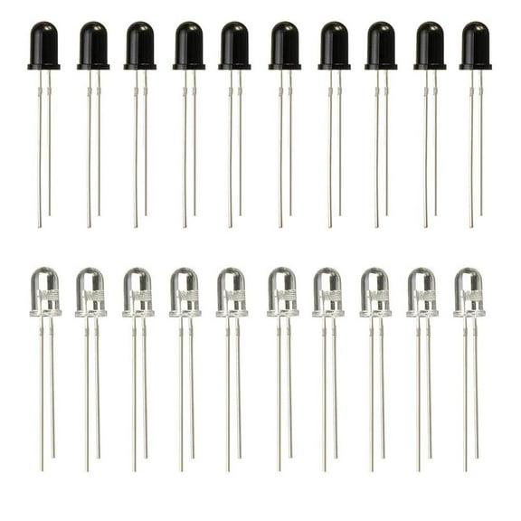 Treedix 20pcs 5mm 940nm LEDs Infrared Emitter and IR Receiver Diode Compatible with Arduino