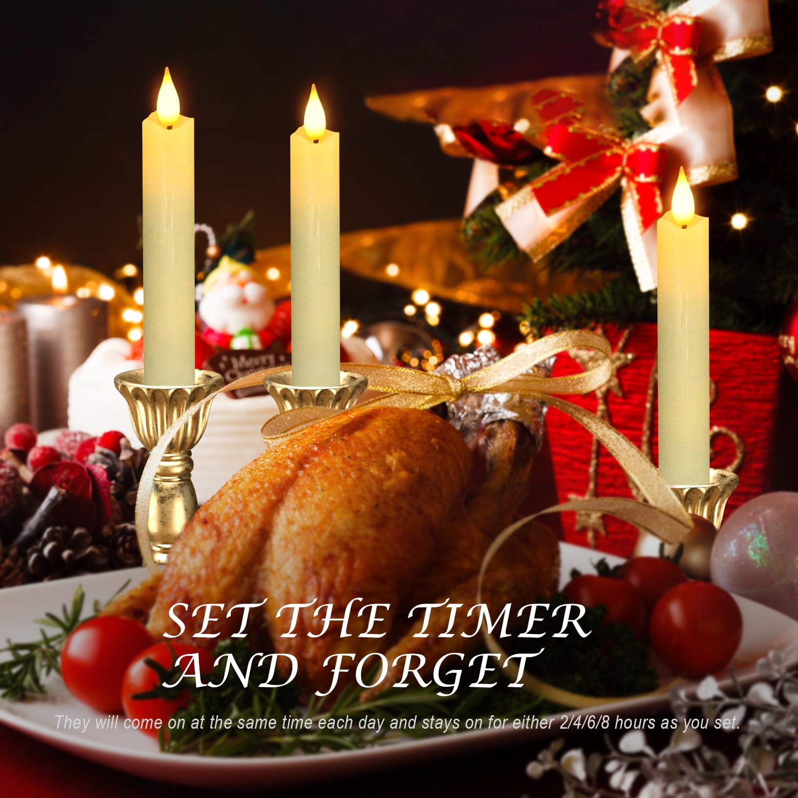PChero 6Pack Real Wax Flameless Taper Candles with Remote Timer, 6.4inch Battery Operated Taper Candles, Ivory LED Flameless Candlesticks for Fireplace Xmas Halloween Party Home Decor