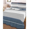 thumbnail image 3 of Quilts Twin Size, Haze Blue Grey Stripe Soft Comforter Bedding Set for Bed, Modern Art Horizontal Striped Lightweight Quilted Bedspread with Pillow Cover(2 Pieces) for All Season, 68x86 Inch, 3 of 6