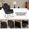 thumbnail image 5 of Wooden Rocking Chairs 055-Teddy Fabric Upholstered Nursery Rocking Glider Chair Modern Accent Armchair Padded Seat with High Backrest and Pillow for Living Room Bedroom (Dark Gray),Comfortable Rockin, 5 of 14