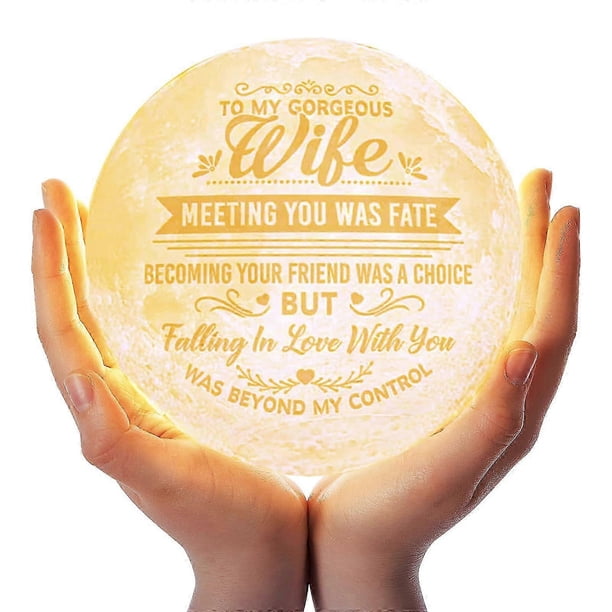 2026 Valentines Day Gifts for Wife - Engraved Moon Lamp Night Light Diameter 12 cm