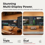 Satechi Thunderbolt 5 CubeDock Dock Station, 80Gbps/120Gbps USB4 v2 Compatible, Built-in NVMe SSD Enclosure, 140W Charging, Multi-Displays up to 8K, 2.5GbE, USB-C/A 10Gbps, Active Cooling, Silver
